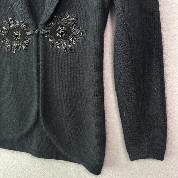 I.B. Diffusion Black Silk Angora Lambswool Cardigan Long Sleeve Sweater Size M - Picture 5 of 9